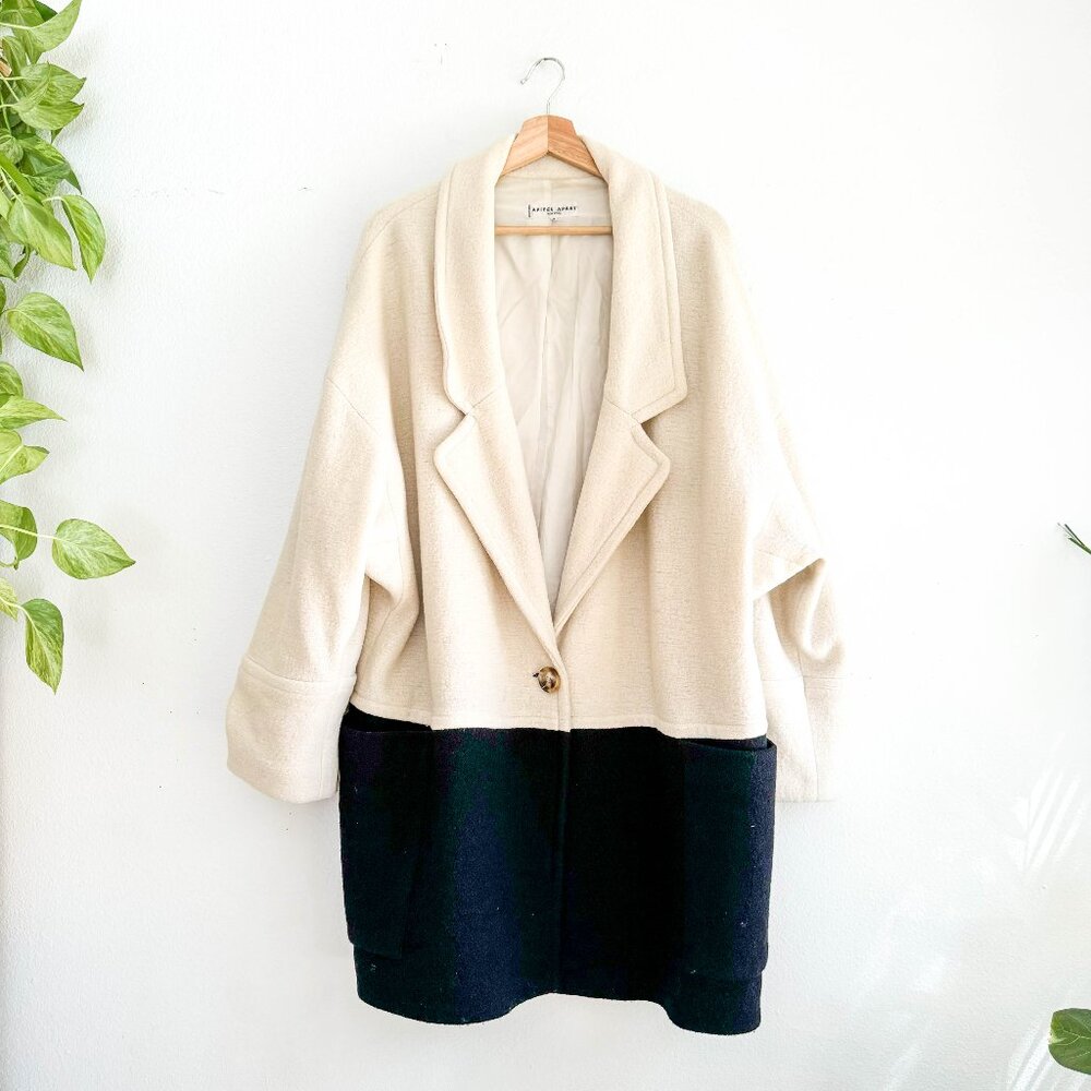 Apiece Apart Oversized Colorblock 100% Wool Coat